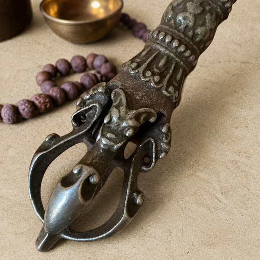 Tibetan Iron Five Prong Vajra Dorje Buddhist Ritual Tool