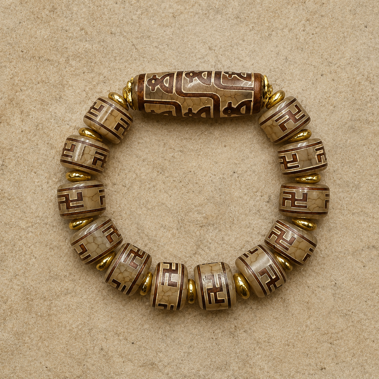 Tibetan Agate Jambhala Bracelet | Bagua Wealth Amulet