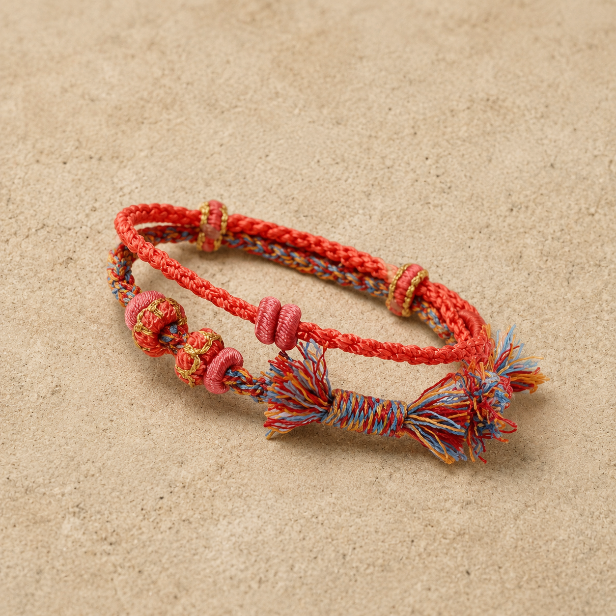 5-Color Vajra Knot Bracelet | Tibetan Blessing Cord