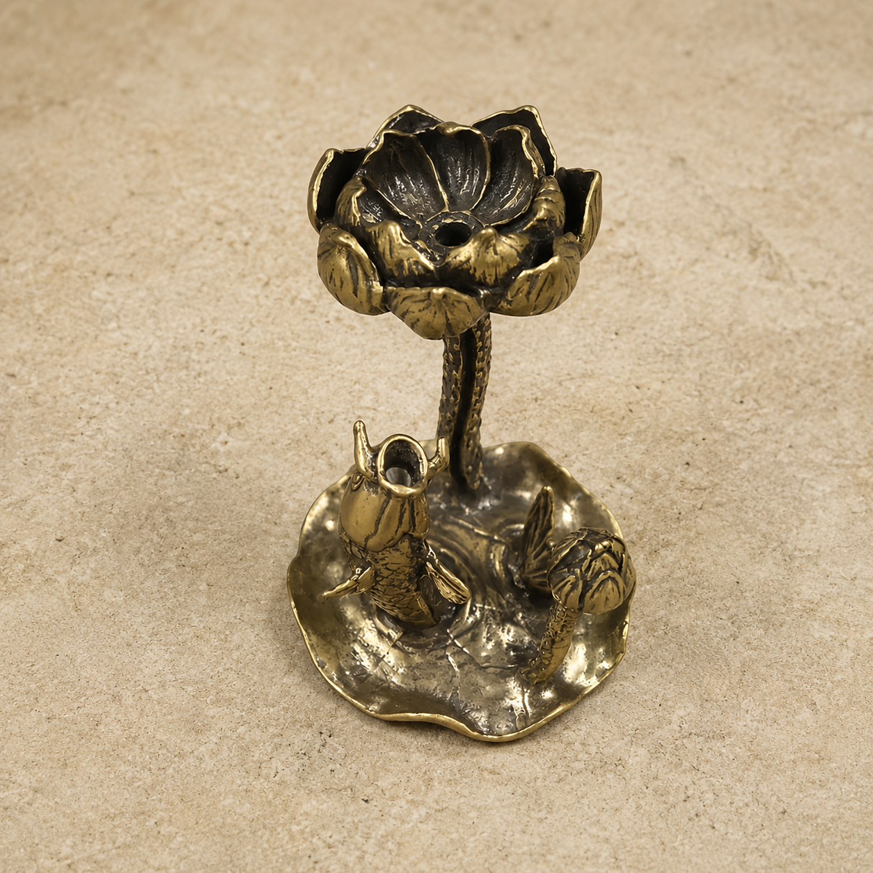 Lotus Carp Censer Holder | Tibetan Brass Holder
