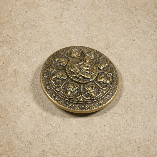 Brass Mandala Wall Plate | Tibetan Altar Decor Disc