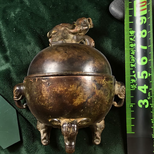 Tibetan Copper Elephant Incense Burner for Altar Display gallery view 1