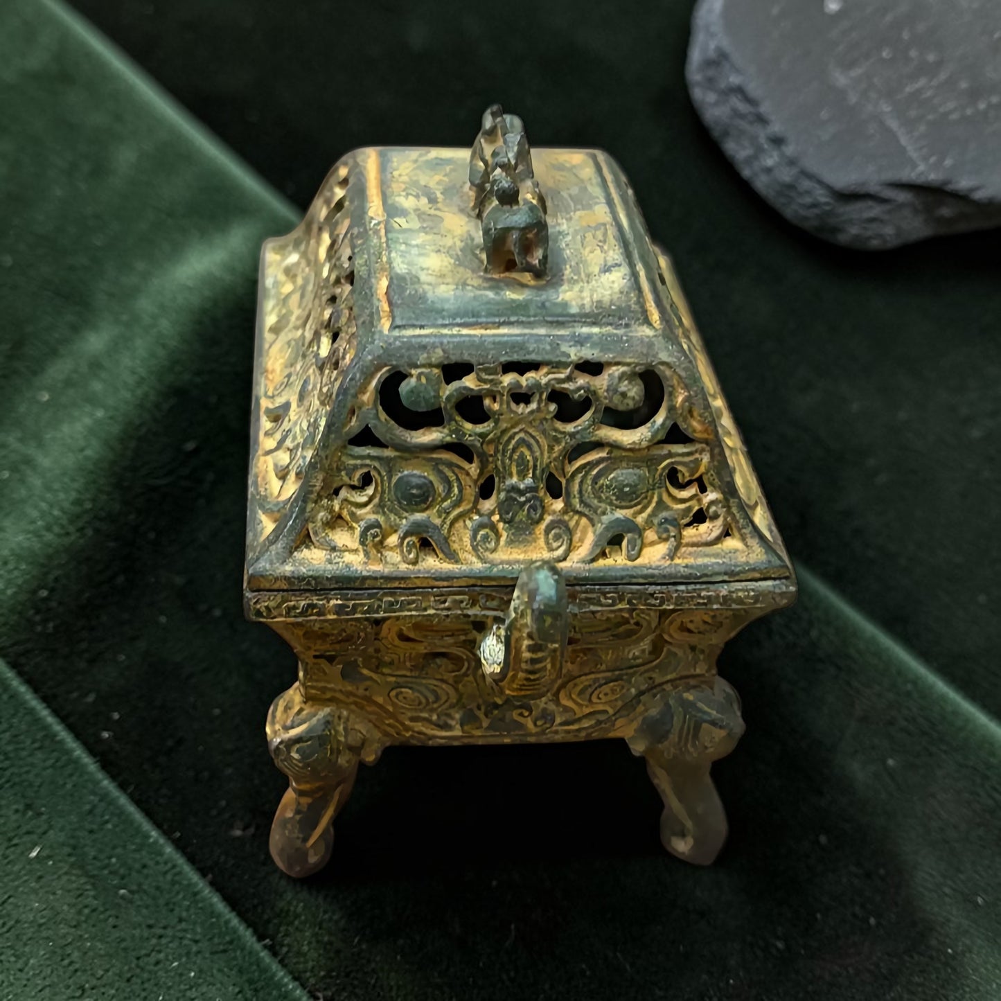 Tibetan Brass Elephant Incense Burner size reference