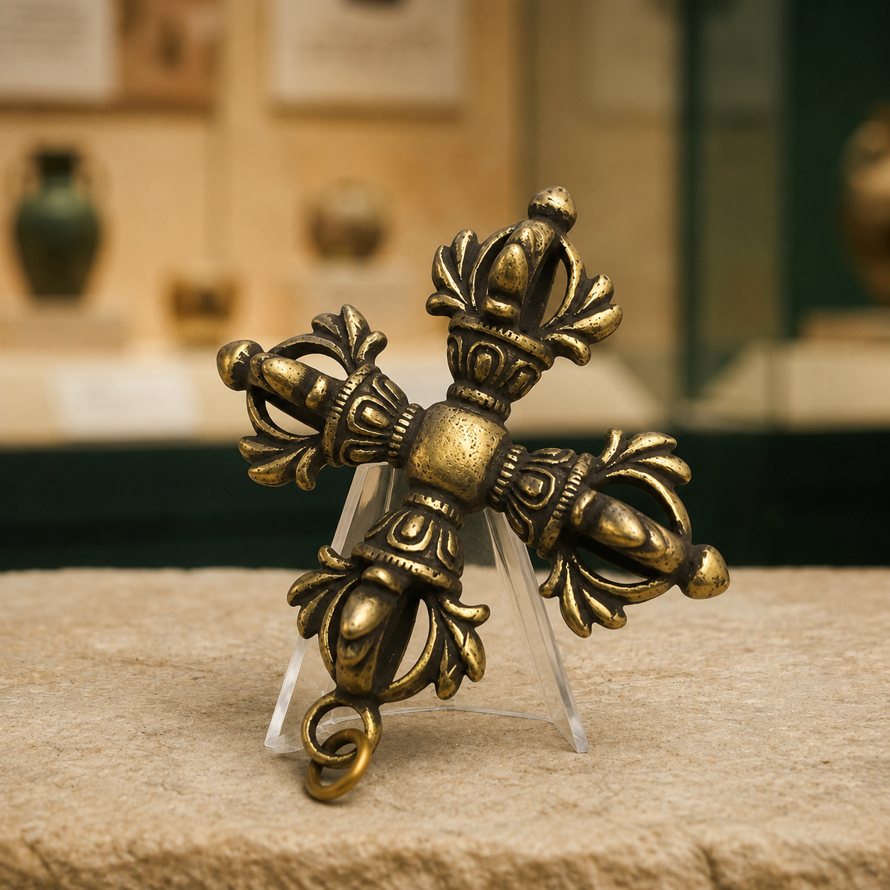 Double Dorje | Tibetan Cross Vajra Brass Pendant