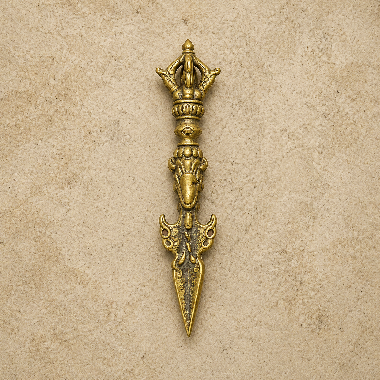 Handcrafted Brass Dragon Amulet | Tibetan Ritual Object
