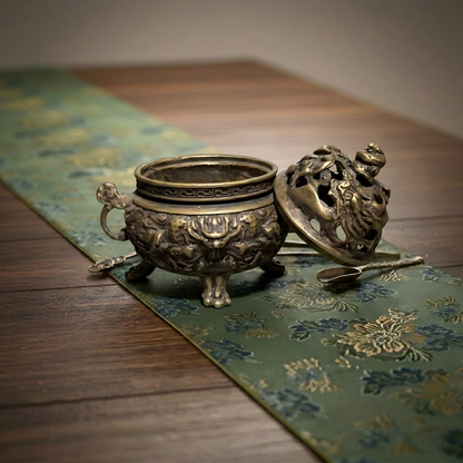 Double Dragon Hollow Brass Incense Burner