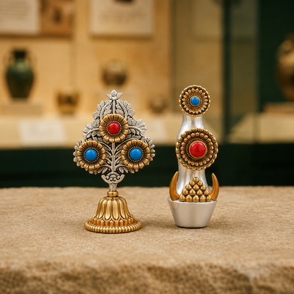 Gilt Inlaid Altar Set | Tibetan Wishing Tree Pillar