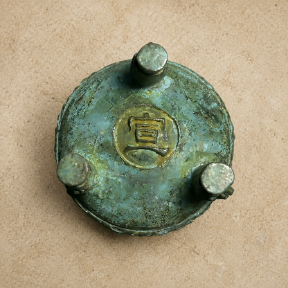Vintage Bronze Tripod Incense Burner Bowl with Censer Ring