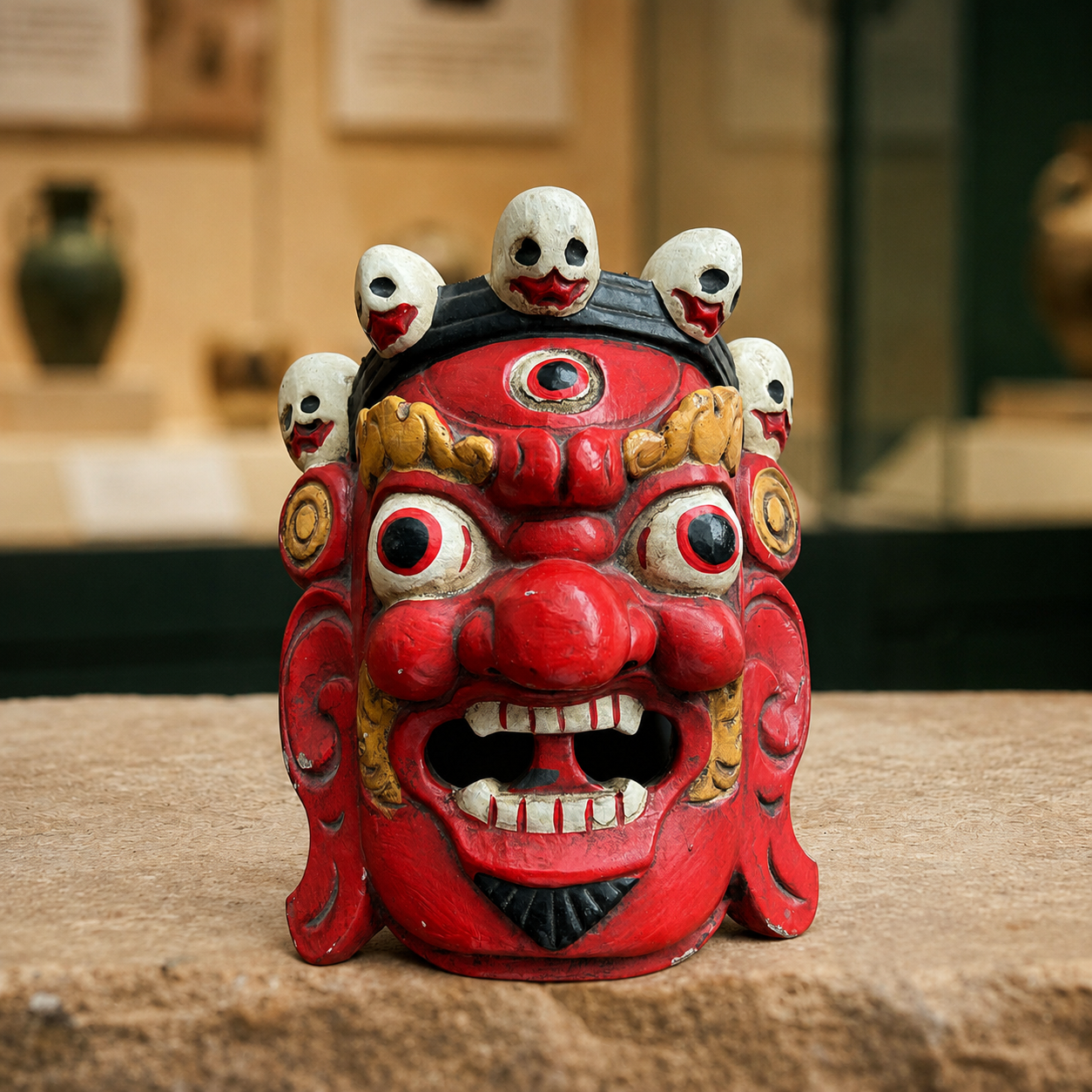 Tibetan Wooden Mahakala Mask | Handmade Buddhism Mask