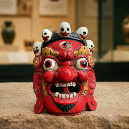 Tibetan Wooden Mahakala Mask | Handmade Buddhism Mask