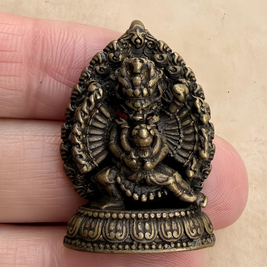 Yamantaka Pendant | Tibetan Vajrabhairava Brass Amulet | Conqueror of Death Protection Necklace