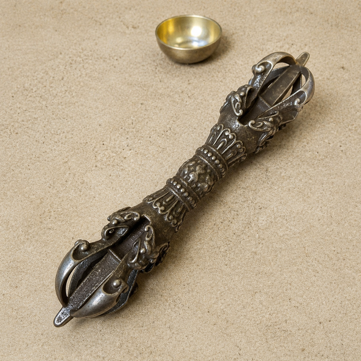 Tibetan Iron Five Prong Vajra Dorje Buddhist Ritual Tool