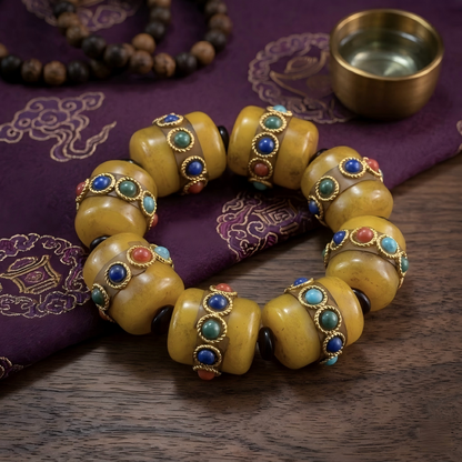 Handmade Amber Beads Bracelet｜Tibetan Buddhist Jewelry