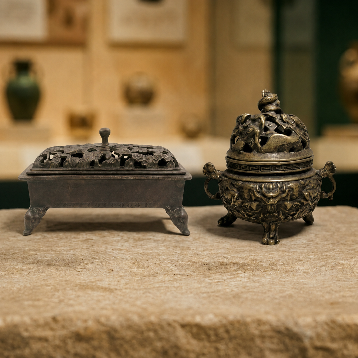 Tibetan Dragon Elephant Incense Burner Meditation Set