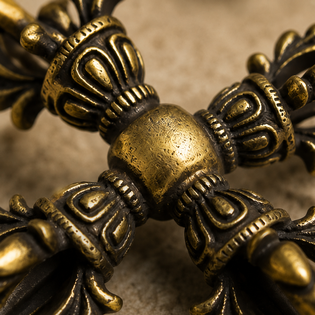 Double Dorje | Tibetan Cross Vajra Brass Pendant
