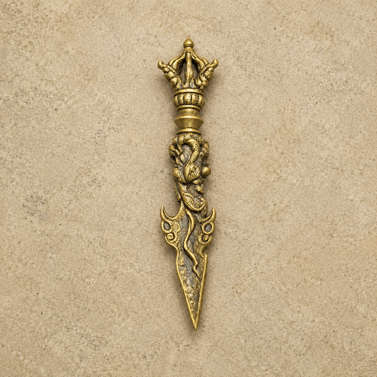 Handcrafted Brass Dragon Amulet | Tibetan Ritual Object