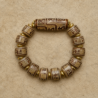 Tibetan Agate Jambhala Bracelet | Bagua Wealth Amulet