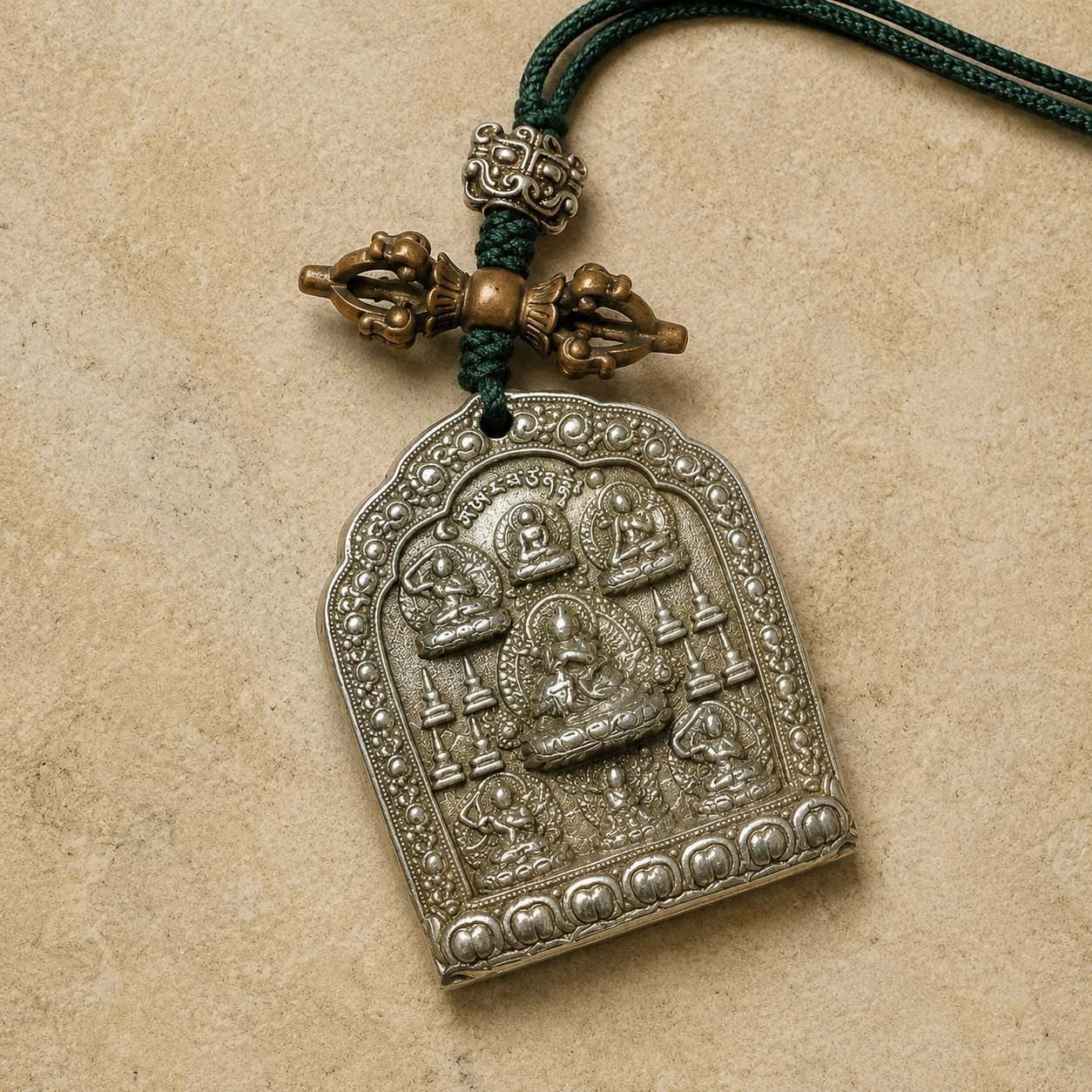 White Copper Manjushri | Tibetan Buddhist Pendant
