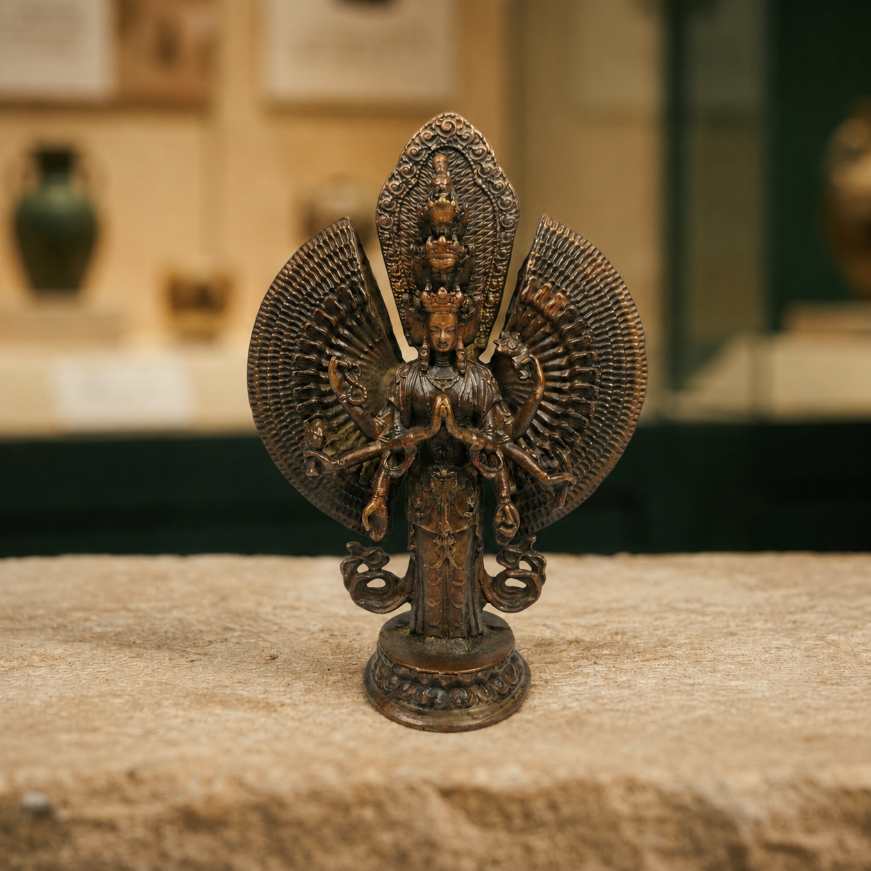 Tibetan Brass Guanyin Buddha Statue Goddess Compassion