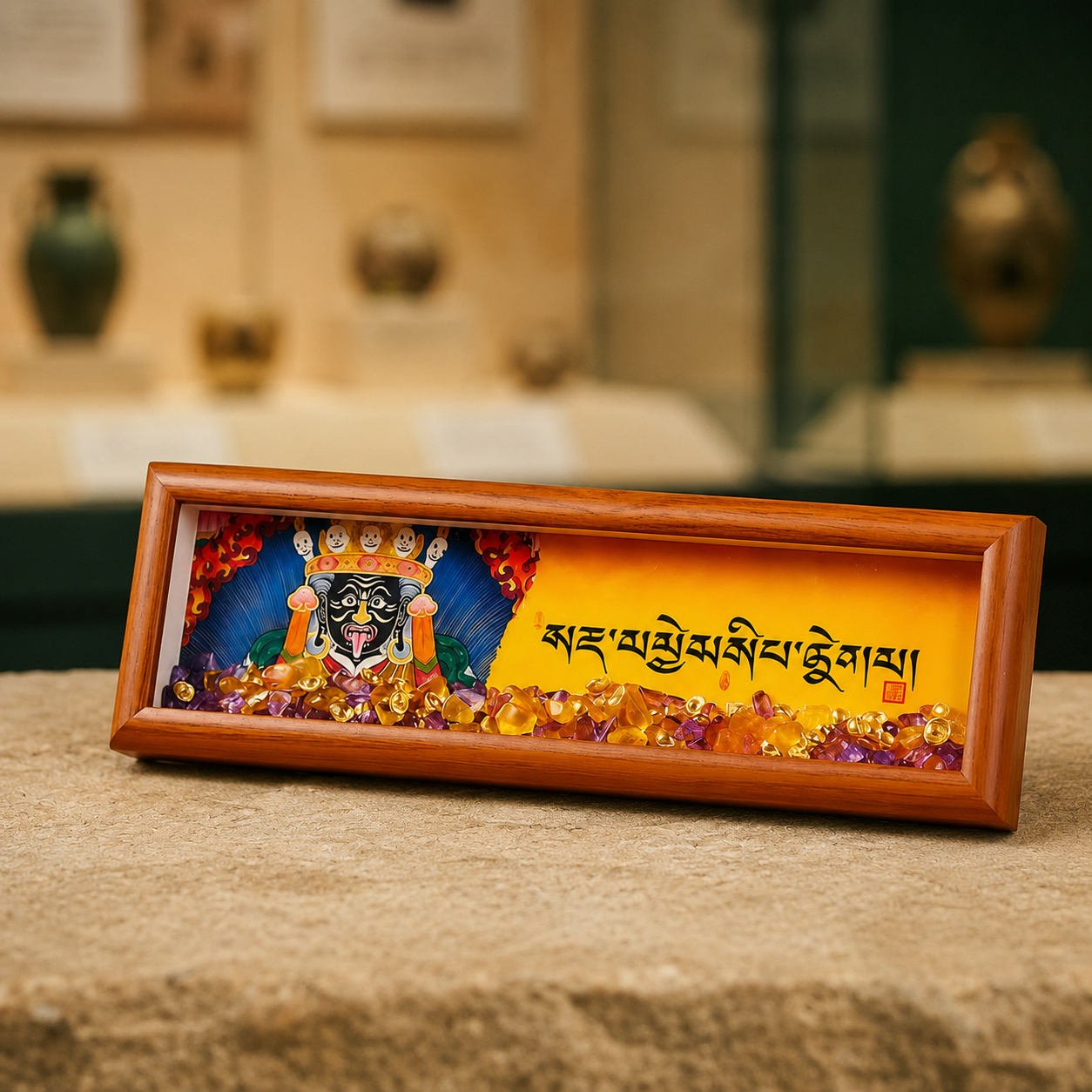 Gilt Ingot Thangka Frame | Tibetan Altar Desk Shrine