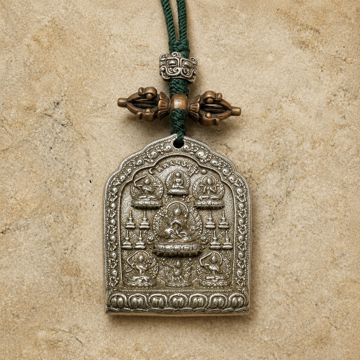 White Copper Manjushri | Tibetan Buddhist Pendant
