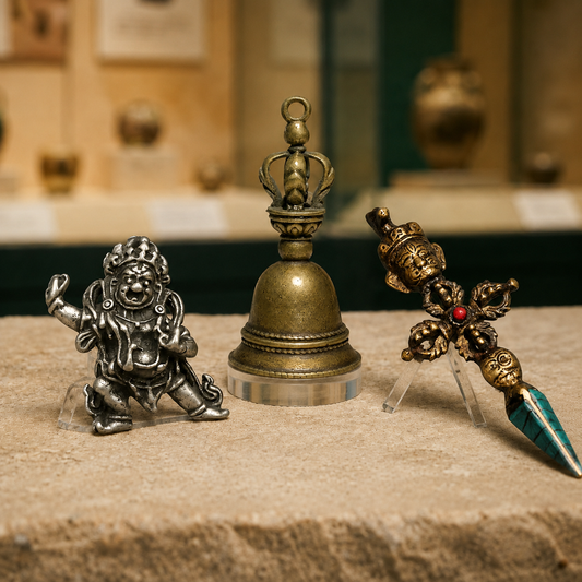 Copper Vajra Phurba Bell Set | Tibetan Altar Bundle