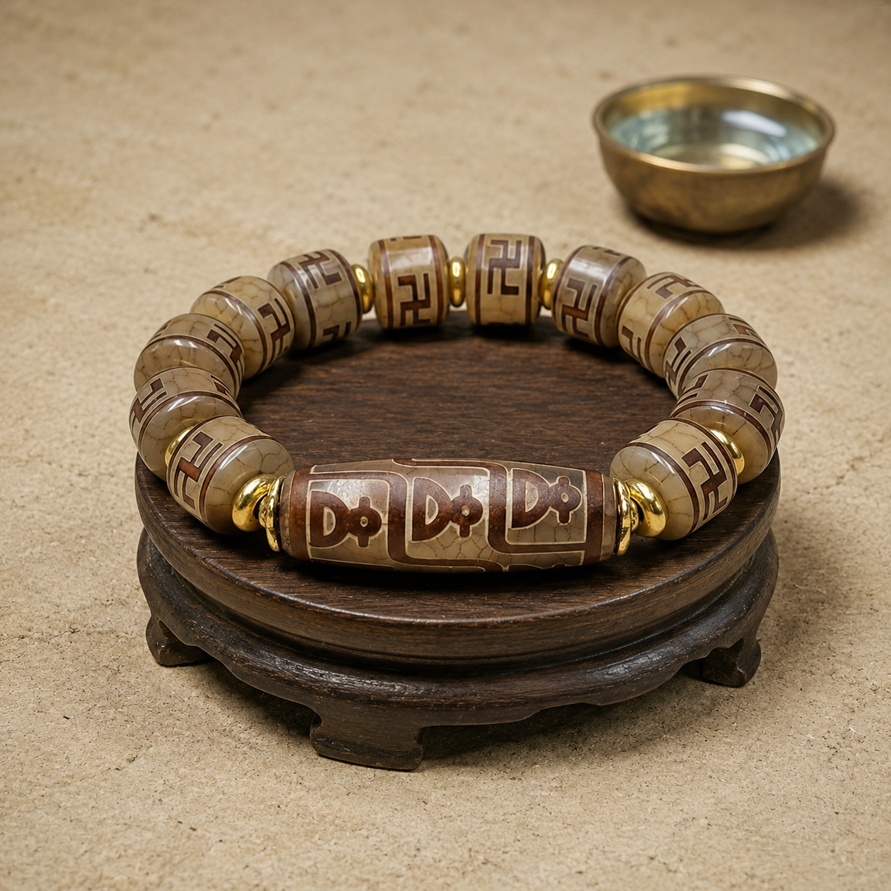 Tibetan Agate Jambhala Bracelet | Bagua Wealth Amulet