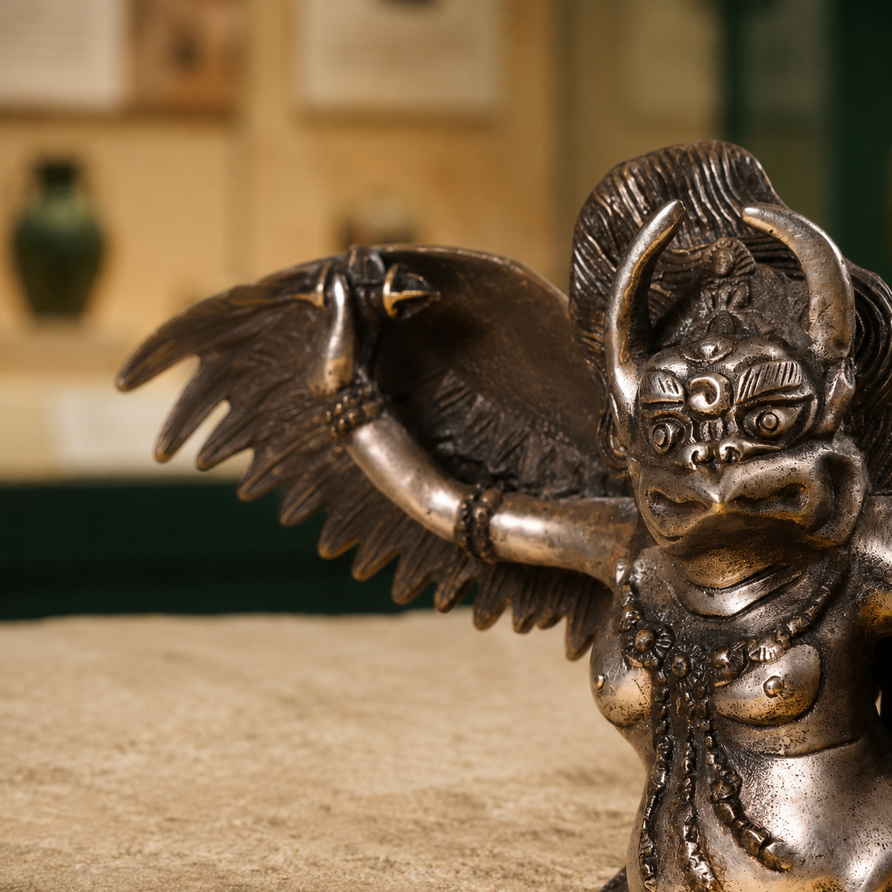 Silver Bronze Garuda Statue | Tibetan Buddhist Altar