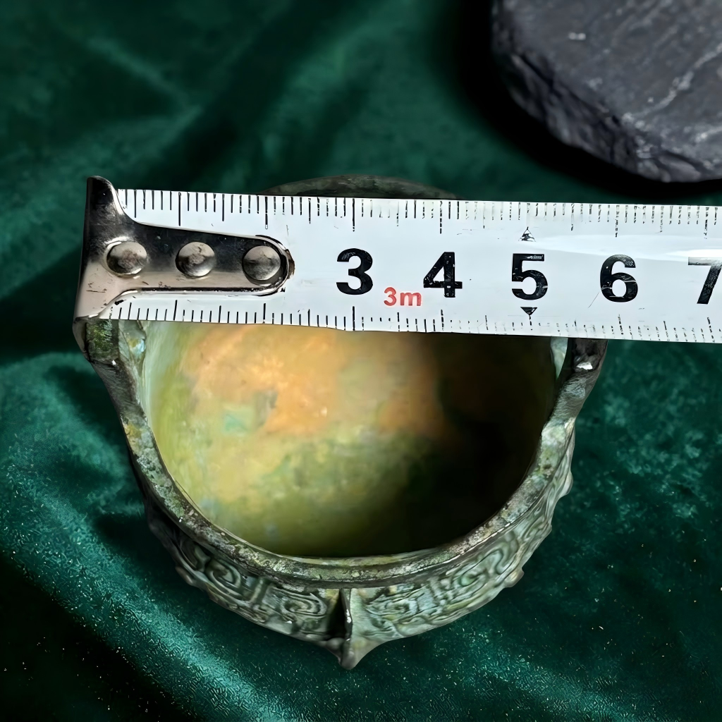Vintage Bronze Tripod Incense Burner Bowl with Censer Ring