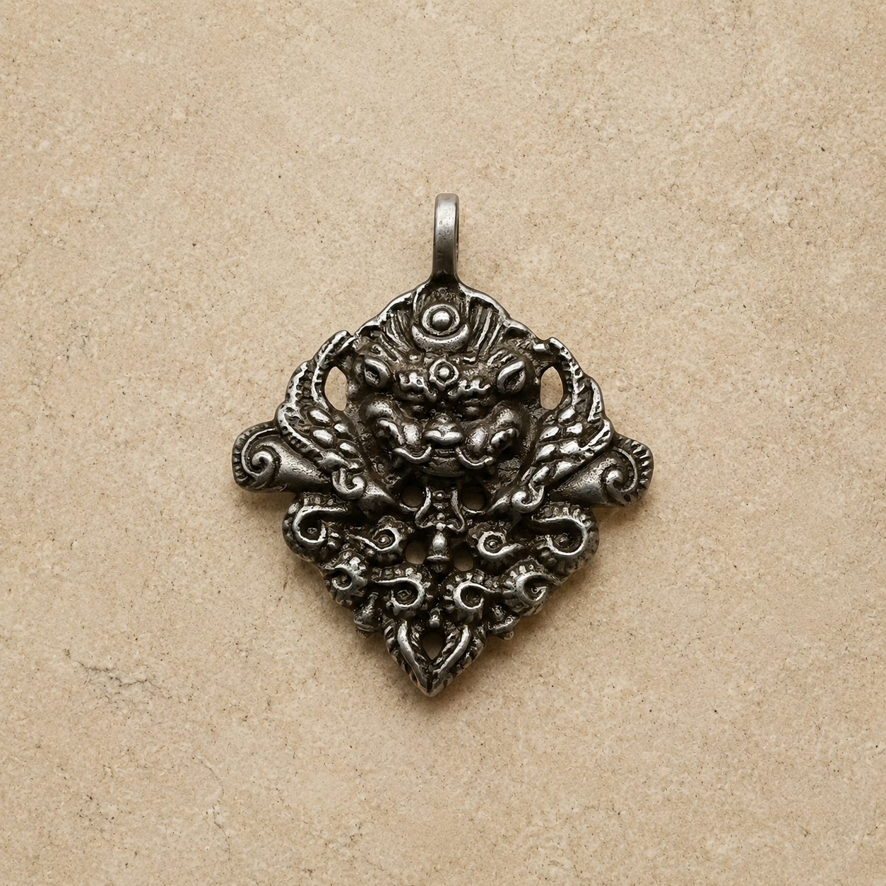 Tibetan Sky Iron Garuda Pendant | Thokcha Amulet Bird