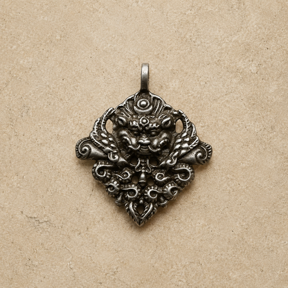 Tibetan Sky Iron Garuda Pendant | Thokcha Amulet Bird