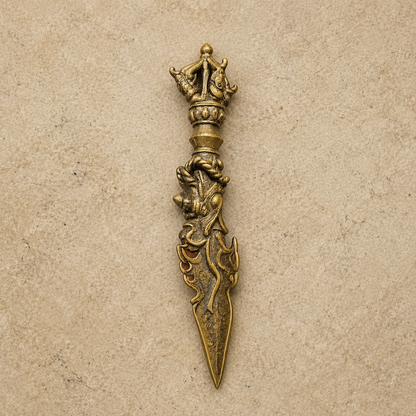 Handcrafted Brass Dragon Amulet | Tibetan Ritual Object