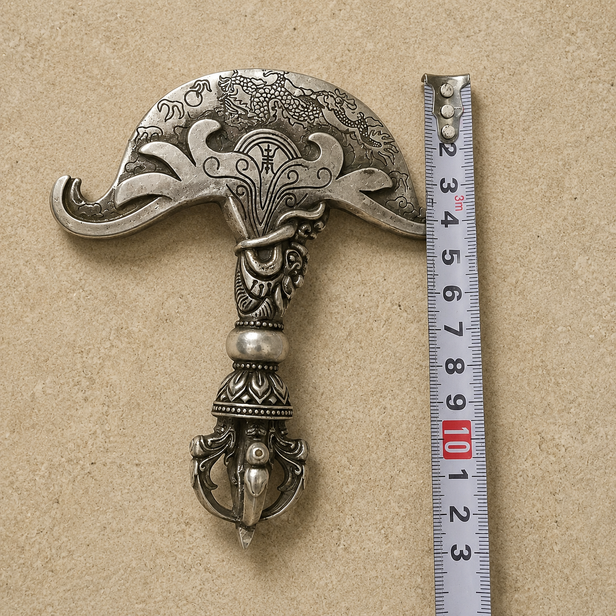 Silver Plated Phurpa Pendant | Tibetan Dragon Dorje