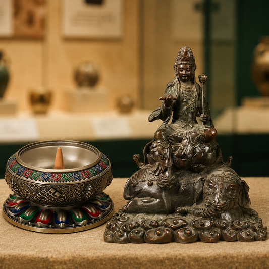 Tibetan Manjushri Statue Eight Auspicious Incense Set