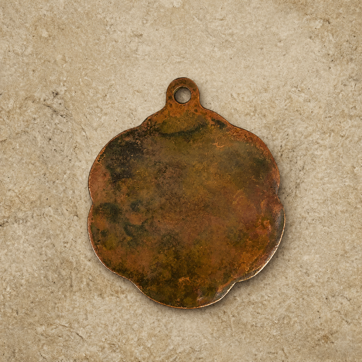 Copper Nine Palaces Mantra Pendant | Tibetan Altar Badge