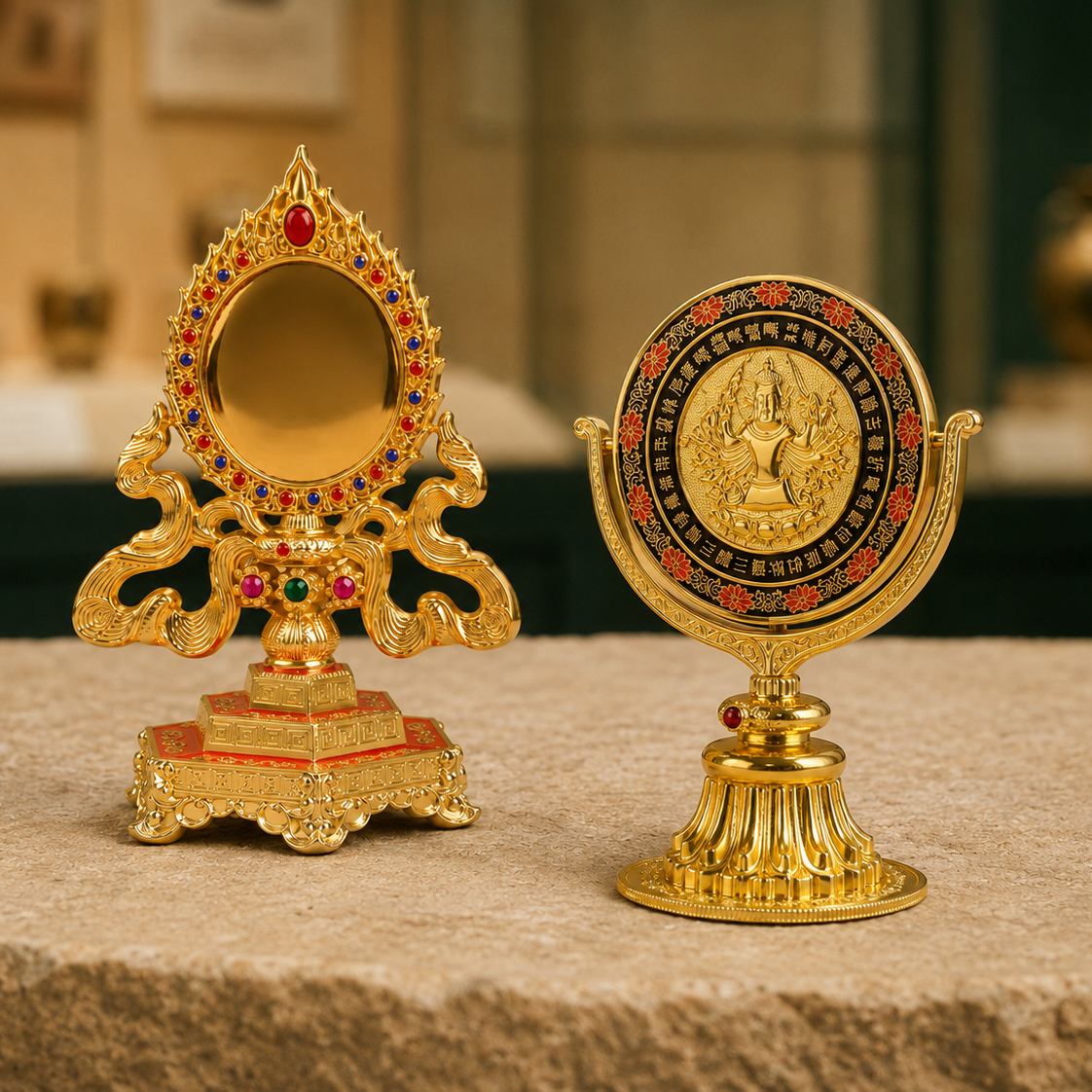 Tantric Melong Mirror | Tibetan Alloy Altar Blessing