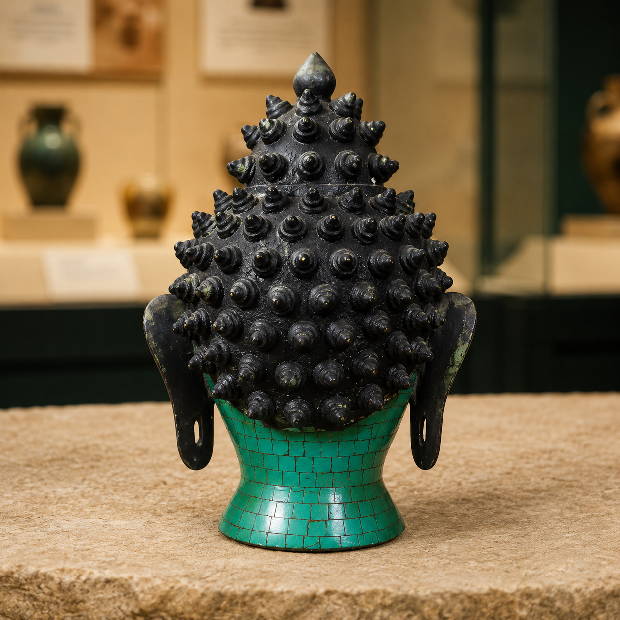 Inlaid Brass Buddha Head | Tibetan Shakyamuni Statue