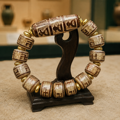 Tibetan Agate Jambhala Bracelet | Bagua Wealth Amulet