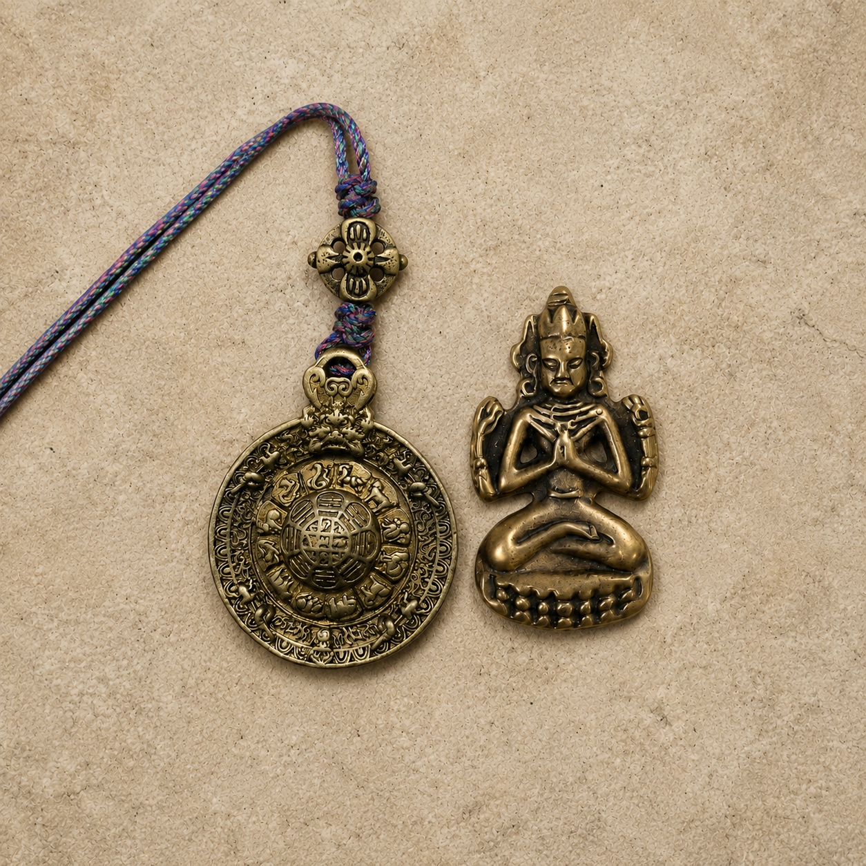 Guanyin Pendant & Tibetan Mantra Amulet Set