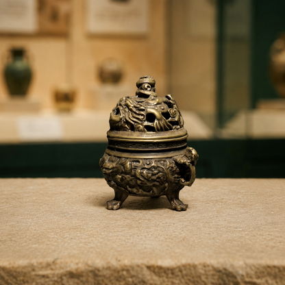 Double Dragon Hollow Brass Incense Burner