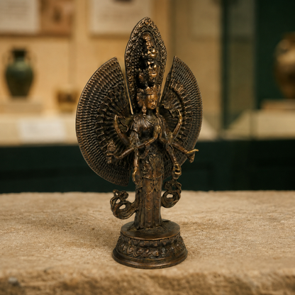 Tibetan Brass Guanyin Buddha Statue Goddess Compassion