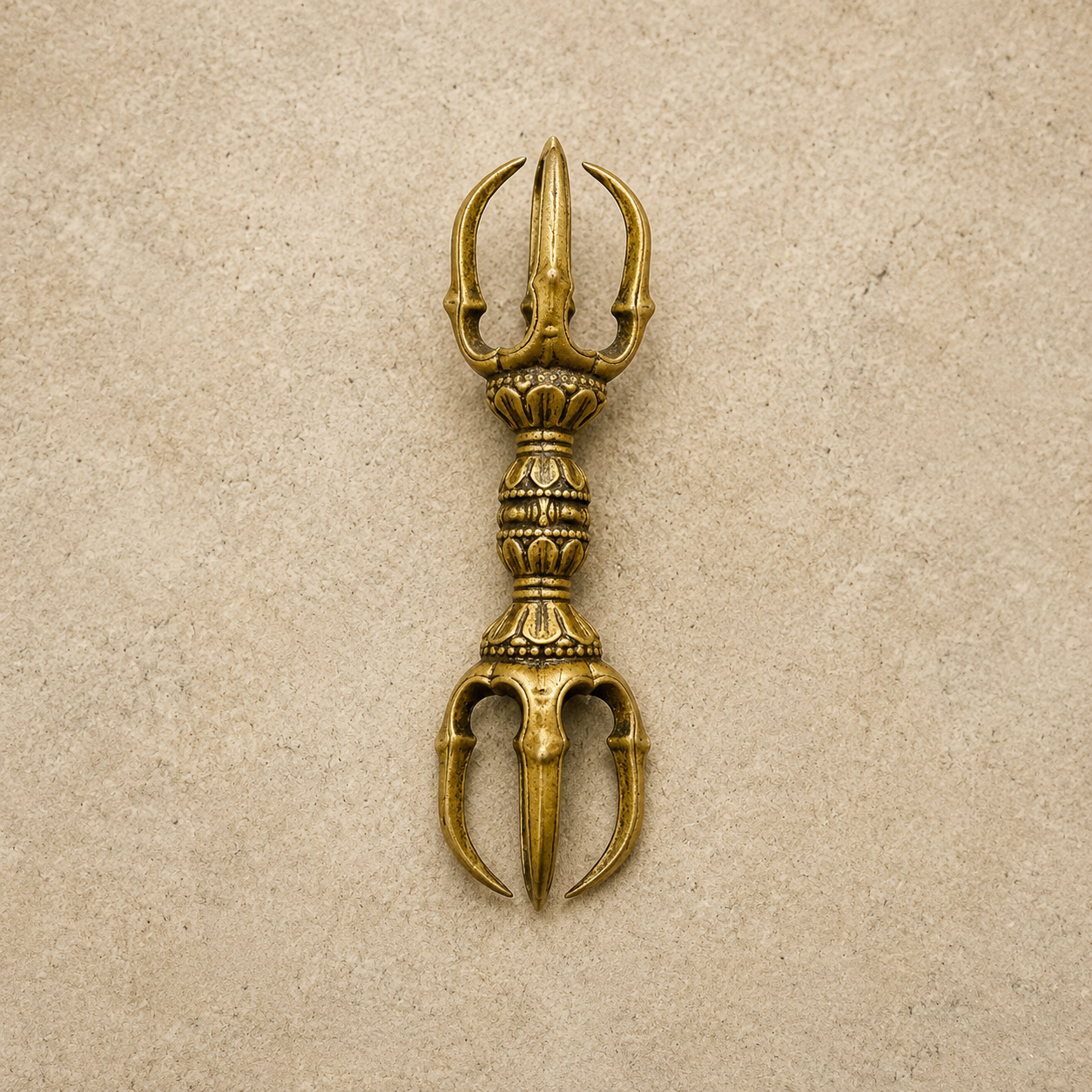 Three-Prong Vajra Statue | Tibetan Altar Brass Dorje