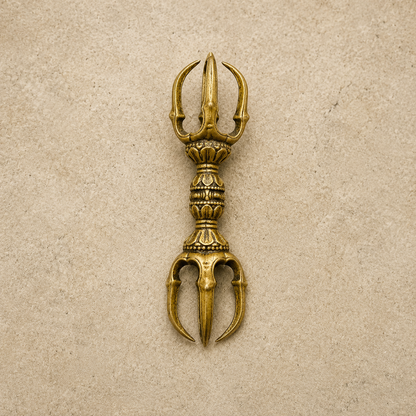 Three-Prong Vajra Statue | Tibetan Altar Brass Dorje