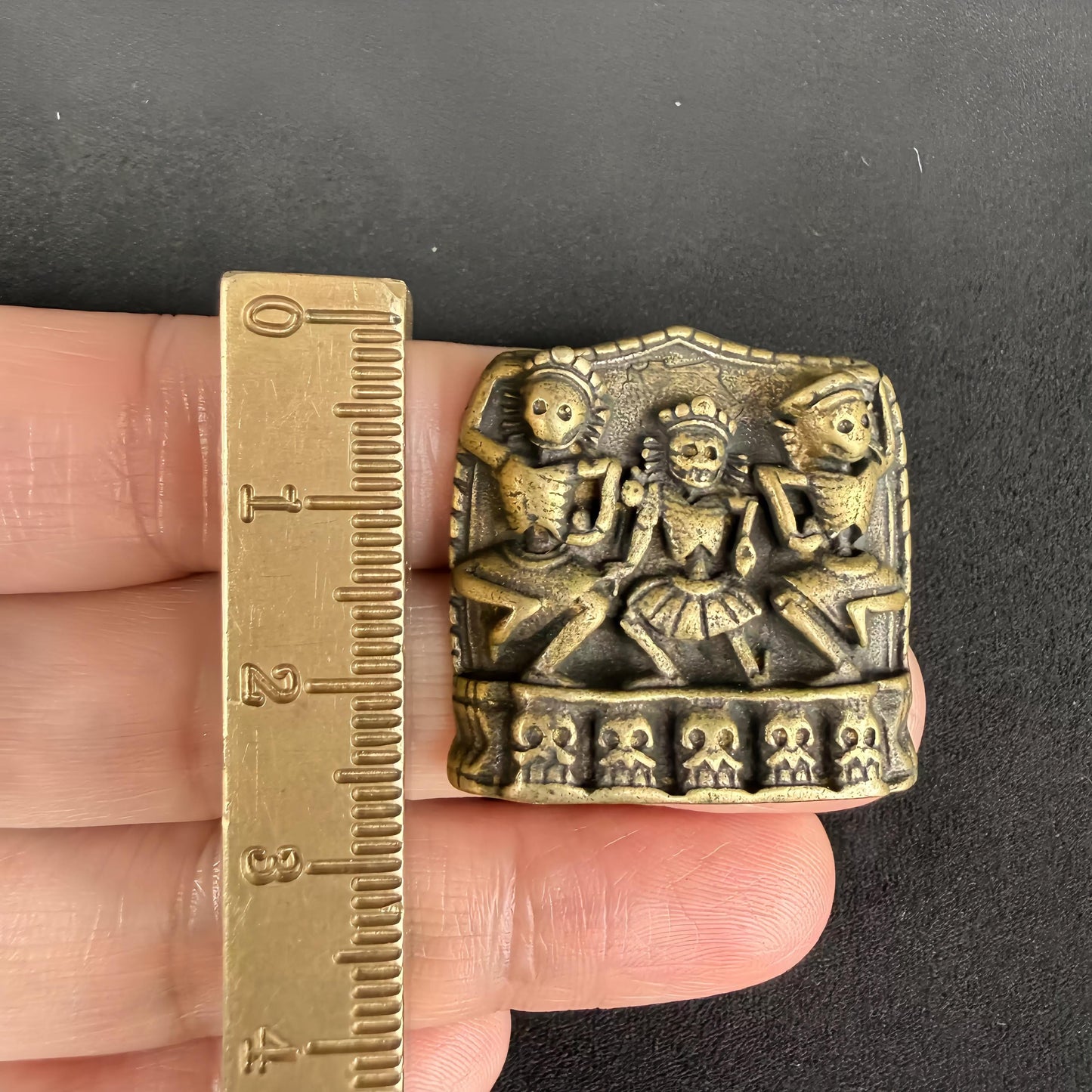 Amuleto de esqueleto tibetano, amuleto Citipati de latón macizo, colgante Memento Mori, arte budista