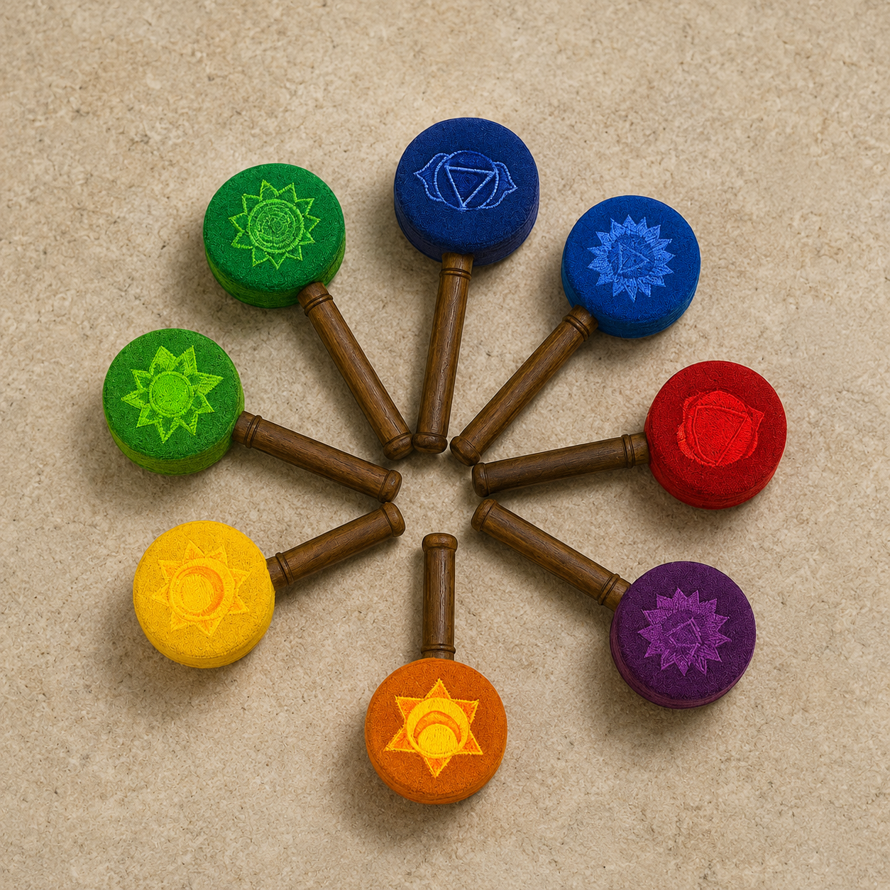 Felt Chakra Singing Bowl Mallets | Tibetan Ritual Sticks
