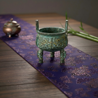 Vintage Bronze Tripod Incense Burner Bowl with Censer Ring