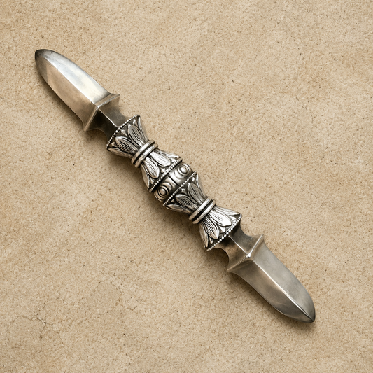 White Copper Vajra Dorje Pestle | Tibetan Altar Tool