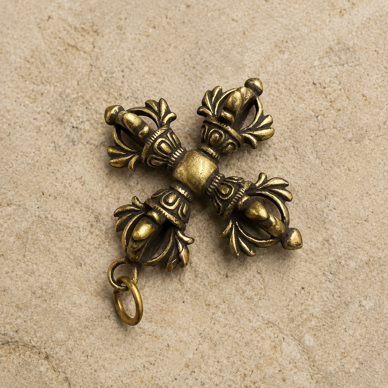 Double Dorje | Tibetan Cross Vajra Brass Pendant