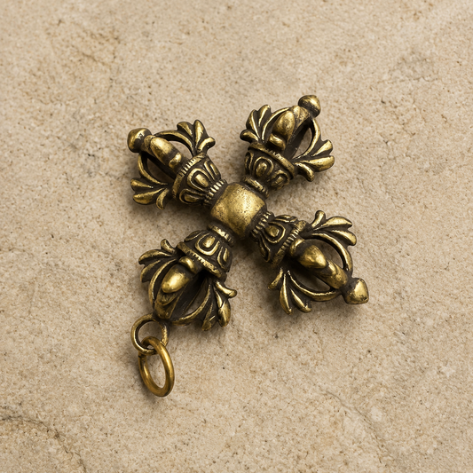 Double Dorje | Tibetan Cross Vajra Brass Pendant