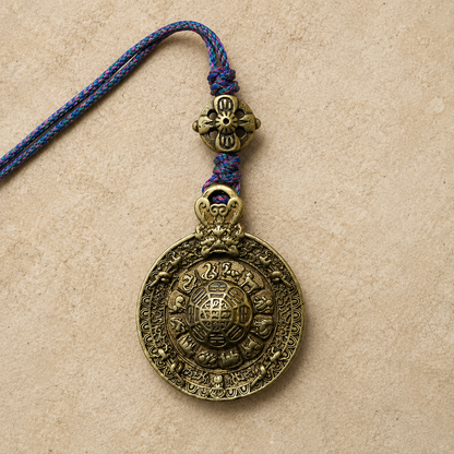 Nine Palace Tag | Tibetan 12 Zodiac Bronze Amulet